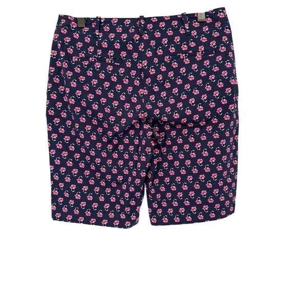 Talbots Womens Navy Floral Print Bermuda Shorts Size 8 Cotton Spandex - Picture 2 of 4